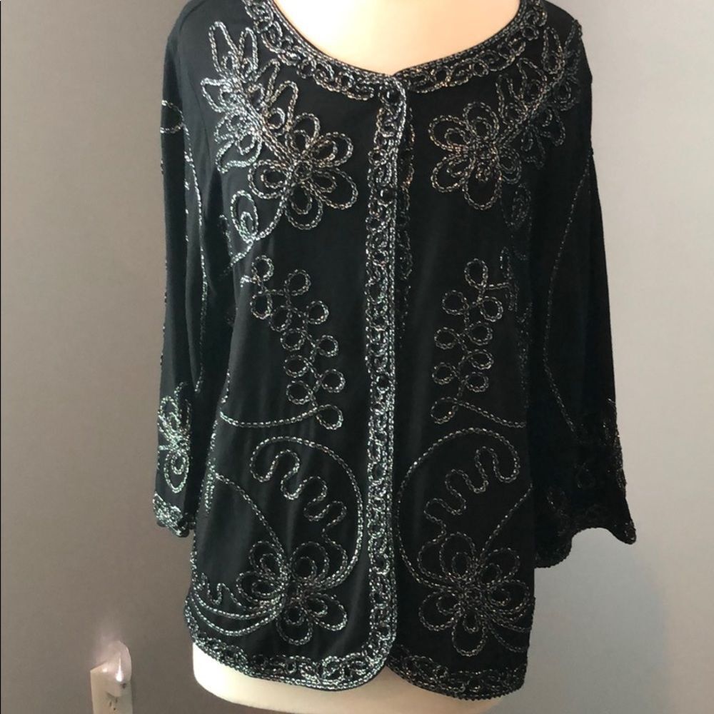 Saint Tropez West Black and Silver Top size 1X